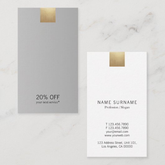Carte De Visite Elégant Gradient Gold Remise Verticale (Devant / Derrière)