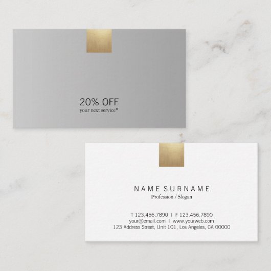 Carte De Visite Élégant Gradient Gradient Or Remise (Devant / Derrière)