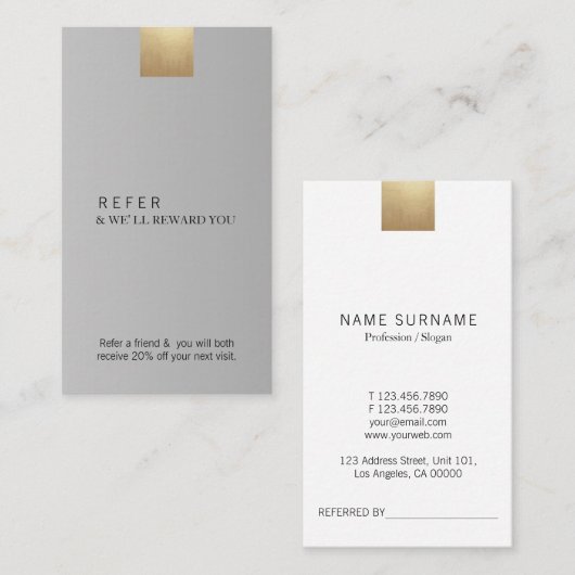 Carte De Visite Élégant Gradient Gris Gradient Or Référentiel Vert (Devant / Derrière)