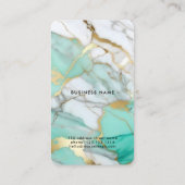 Carte De Visite Elegant Green Gold Marble Logo & QR Code Modern (Dos)