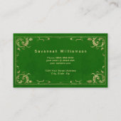 Carte De Visite Elegant Green Gold personnalisable (Dos)