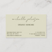 Carte De Visite Elégant Green Organic Skincare (Dos)