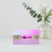 Carte De Visite Élégant Grille Or Moderne Violet Lotus (Debout devant)
