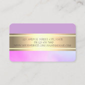 Carte De Visite Élégant Grille Or Moderne Violet Lotus (Dos)