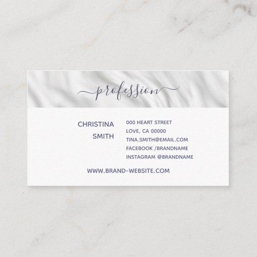 Carte De Visite Élégant gris blanc Calligraphie Nom Signature Chic (Dos)