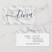 Carte De Visite Élégant gris blanc Calligraphie Nom Signature Chic (Devant / Derrière)