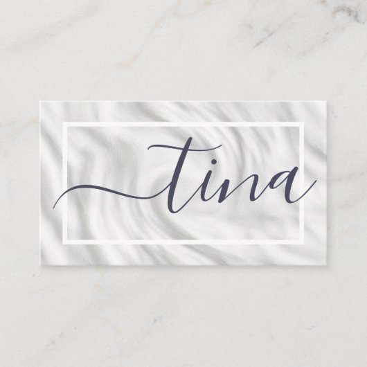 Carte De Visite Élégant gris blanc Calligraphie Nom Signature Chic (Devant)