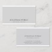 Carte De Visite Elégant gris blanc propre tendance moderne plaine (Devant / Derrière)