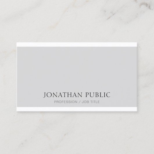 Carte De Visite Elégant gris blanc propre tendance moderne plaine (Devant)