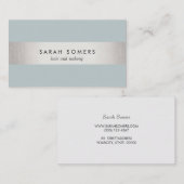 Carte De Visite Elégant gris bleu moderne FAUX argent rayé (Devant / Derrière)