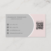 Carte De Visite Elégant gris bleu rose QR Code Connectez-vous avec (Devant)