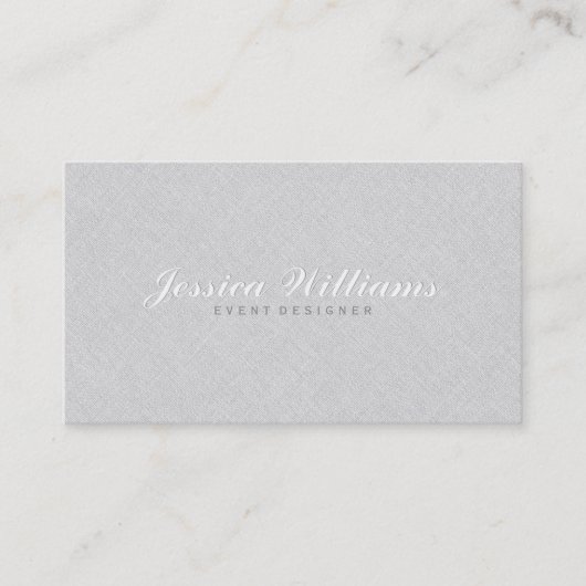 Carte De Visite Elégant Gris clair Faux Lin Texture (Devant)