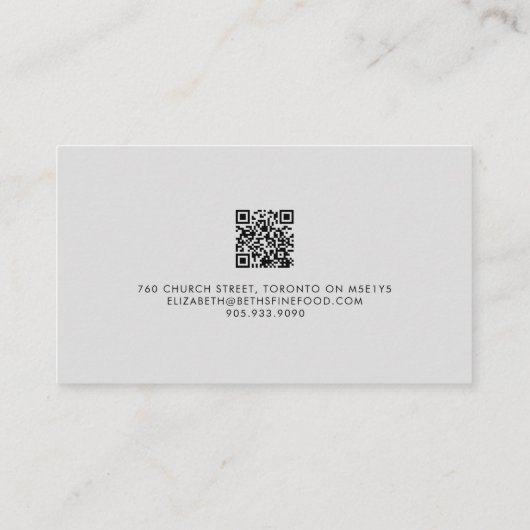 Carte De Visite Elégant gris clair Luxe Minimal QR CODE (Dos)