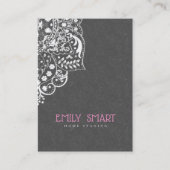 Carte De Visite Elégant gris Damas Blanche dentelle (Devant)