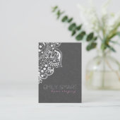 Carte De Visite Élégant gris Damas Blanche dentelle réversible (Debout devant)