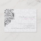 Carte De Visite Élégant gris Damas Blanche dentelle réversible (Dos)
