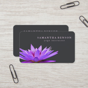 Carte De Visite Élégant gris et blanc Lotus Flower Logo Yoga