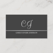 Carte De Visite Elégant Gris Faux Silver Line Monogram Attorney (Devant)