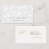 Carte De Visite Elégant Gris Floral Motif Salon de Beauté (Devant / Derrière)