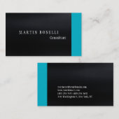 Carte De Visite Élégant gris foncé bleu clair propre (Devant / Derrière)