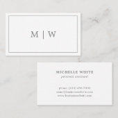 Carte De Visite Élégant Gris Monogramme Moderne Professionnel Simp (Devant / Derrière)