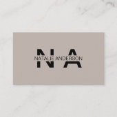 Carte De Visite Élégant gris Neutre QR Code moderne Monogramme Log (Devant)