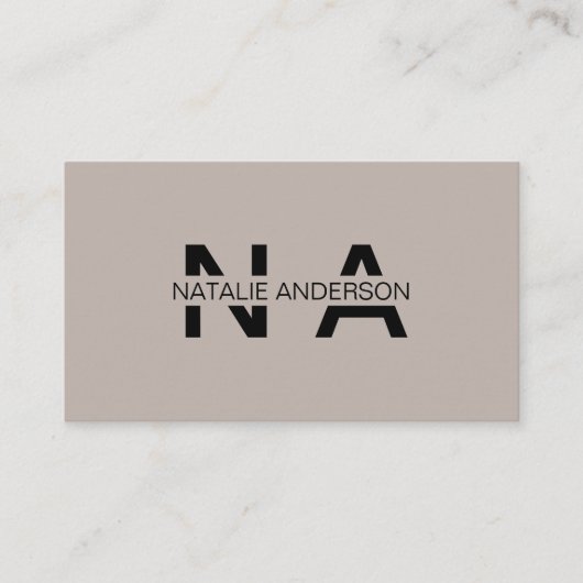 Carte De Visite Élégant gris Neutre QR Code moderne Monogramme Log (Devant)