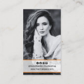 Carte De Visite Elégant Gris & Noir Portrait social (Dos)