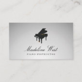 Carte De Visite Élégant Gris Piano Instructeur de musique (Devant)