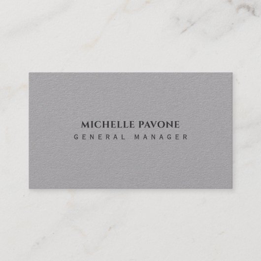 Carte De Visite Élégant Gris Premium Simple Uni Professionnel (Devant)
