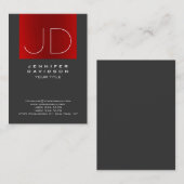 Carte De Visite Élégant Gris Rouge Strigramme professionnel (Devant / Derrière)