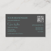 Carte De Visite Élégant gris Turquoise avec Monogramme et QR-Code (Dos)