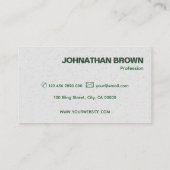 Carte De Visite Élégant gris vert classique simple avec logo de ma (Dos)