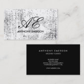Carte De Visite Élégant Grunge de script de monogramme (Devant / Derrière)