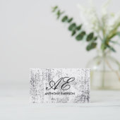 Carte De Visite Élégant Grunge de script de monogramme (Debout devant)