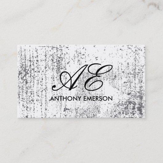 Carte De Visite Élégant Grunge de script de monogramme (Devant)
