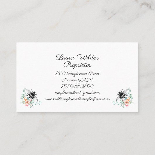 Carte De Visite Élégant Hand Draey Bee Apiary Farm Beekeeper (Dos)