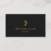 Carte De Visite Elégant Harp Gold & Black Musicien professionnel (Devant)
