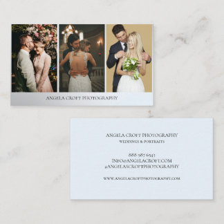 Carte De Visite Elegant Heart 3 Photo Collage Photographe Mariage