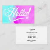 Carte De Visite Elégant Hello Watercolor (Devant / Derrière)