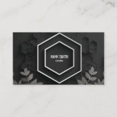 Carte De Visite Elégant Hexagon et Argent Botanique Black (Devant)