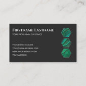 Carte De Visite Élégant hexagone en cristal vert gris foncé (Dos)