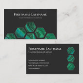 Carte De Visite Élégant hexagone en cristal vert gris foncé (Devant / Derrière)