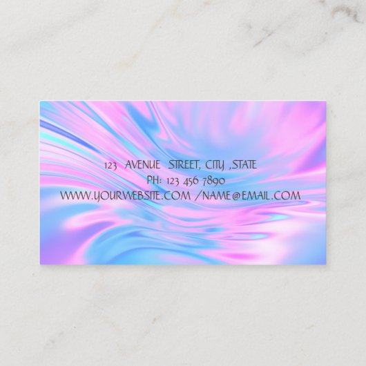 Carte De Visite Elégant Holographe Holographique Or Stripe, Lotus (Dos)