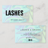 Carte De Visite Élégant holographe moderne et élégant, lashes & br (Devant / Derrière)
