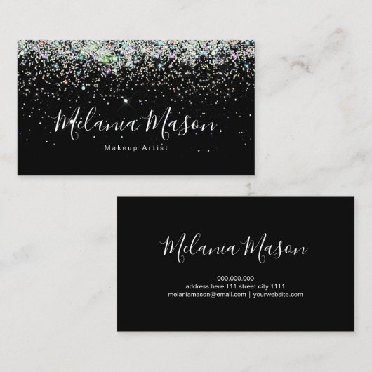 Carte De Visite Élégant Holographe Parties scintillant ongle Artis (Devant / Derrière)
