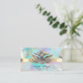 Carte De Visite Elegant Holographic Ink Lotus Opal Stone (Debout devant)