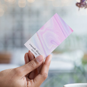 Carte De Visite Élégant Holographique Arc-en-ciel Aquarelle Script