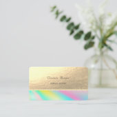 Carte De Visite Elégant Holographique Faux Gold, Perles (Debout devant)