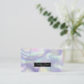 Carte De Visite Élégant holographique, Notes de musique Headphone  (Debout devant)